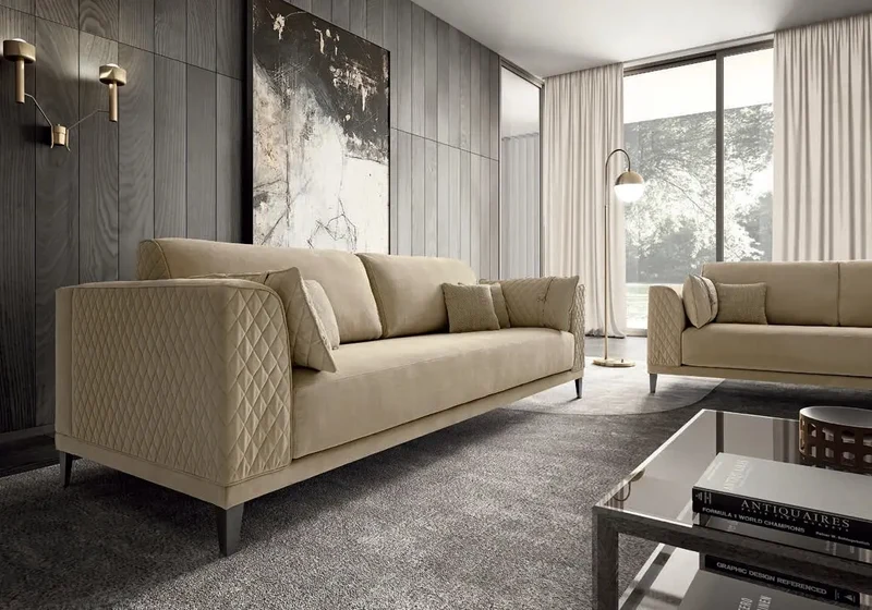 Canapé design capitonné beige ELFY