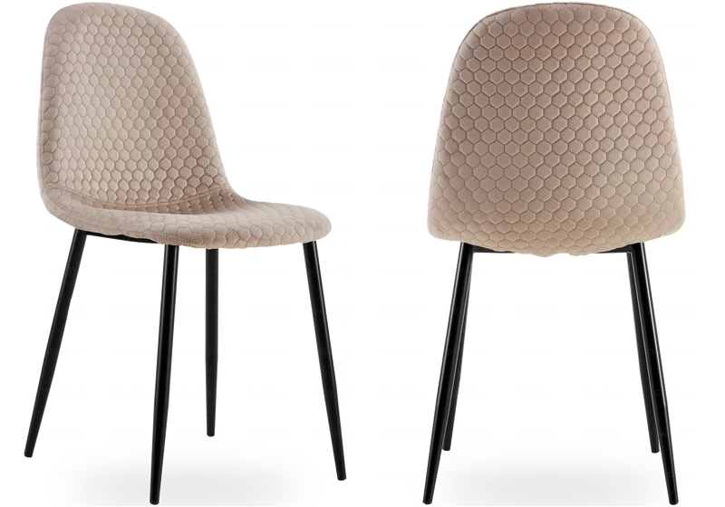 Chaises scandinaves en velours alvéolé taupe - Alma x6