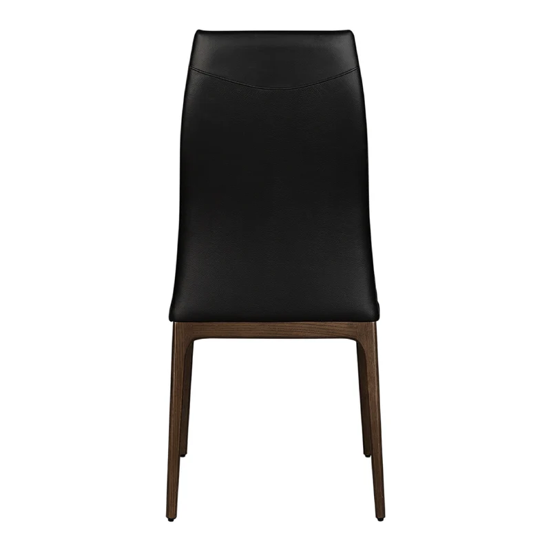 Chaise de salle à manger rembourrée en cuir et bois de chêne teinte espresso - Amy