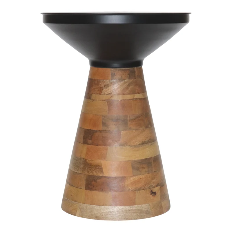Table d'appoint en fer noir et bois de manguier - Boden