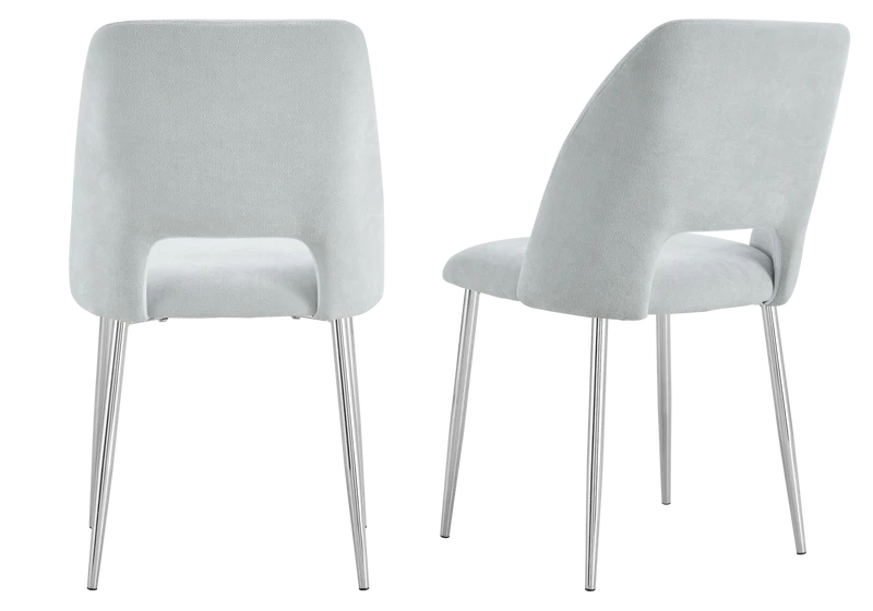 Chaise en tissu chiné gris avec dossier ouvert - Leoni x4