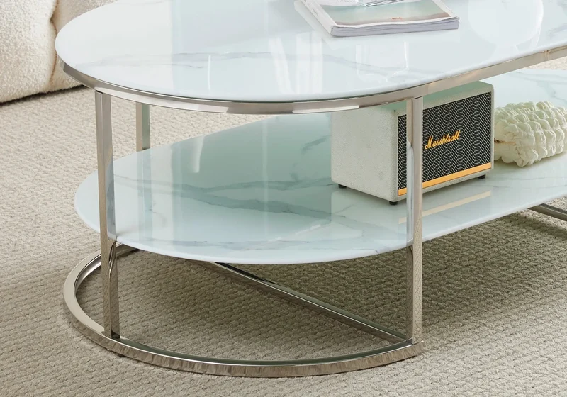 Table basse argent marbre blanc - Lona