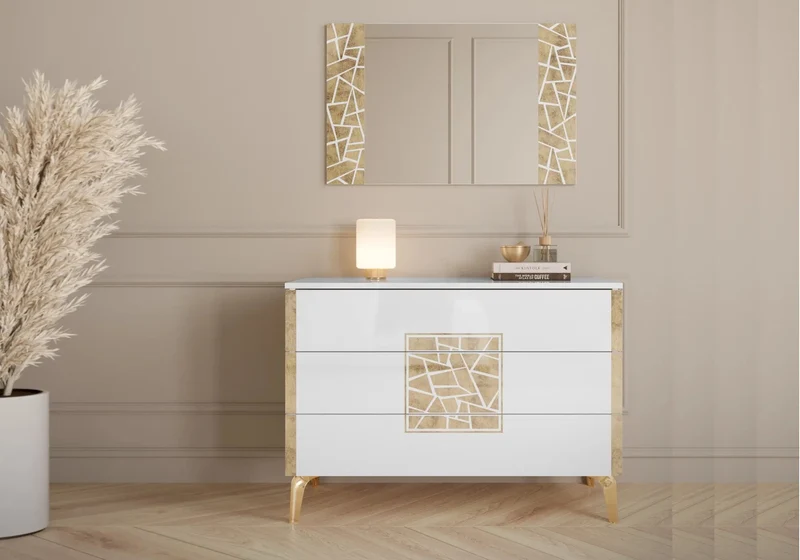 Chambre complète blanc doré brillant design – STELLA