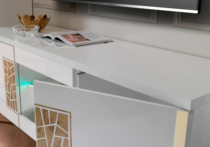 Mur TV blanc dorée STELLA