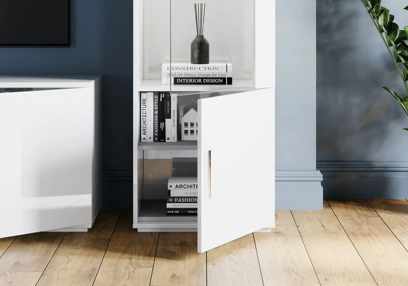 Ensemble meuble TV laqué blanc VENERE