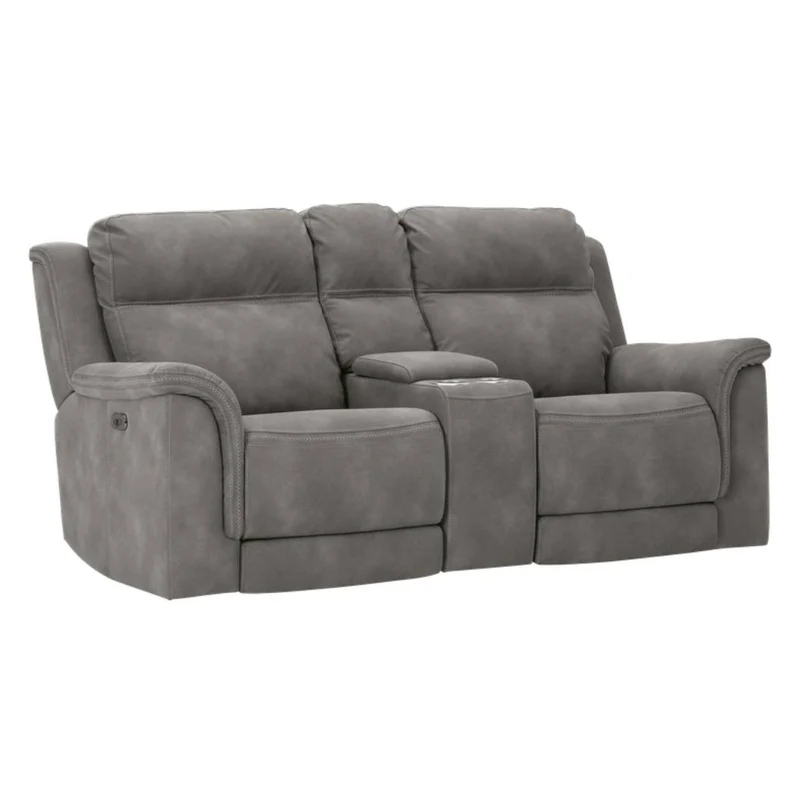 Causeuse inclinable motorisée zéro gravité en tissu gris avec console - Next-Gen Durapella