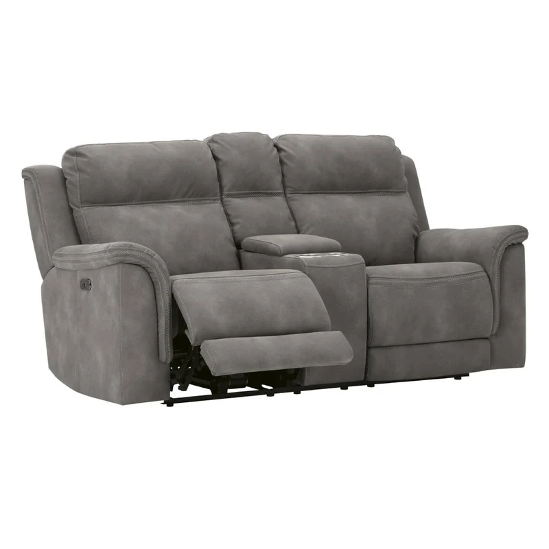 Causeuse inclinable motorisée zéro gravité en tissu gris avec console - Next-Gen Durapella