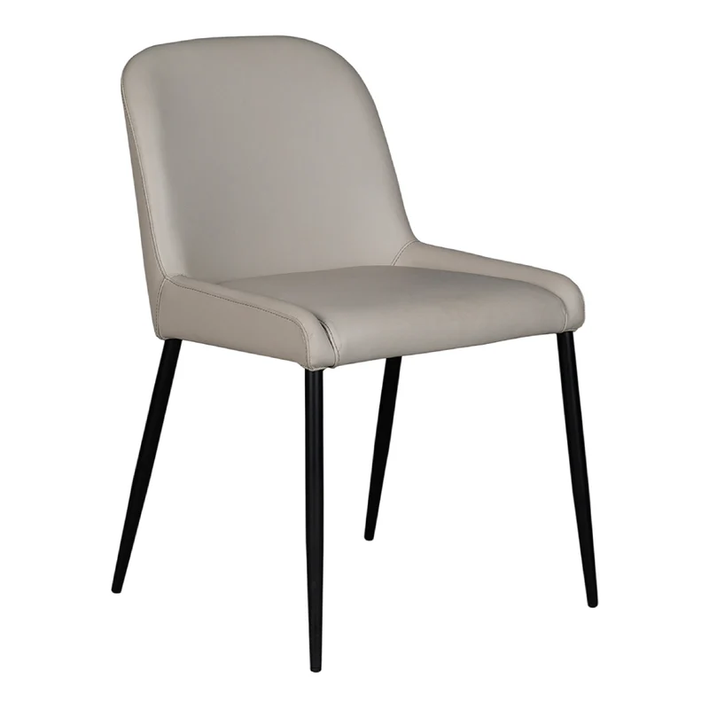 Chaise de salle à manger rembourrée en cuir gris pâle - Julia