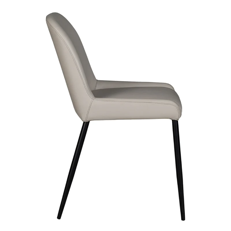 Chaise de salle à manger rembourrée en cuir gris pâle - Julia