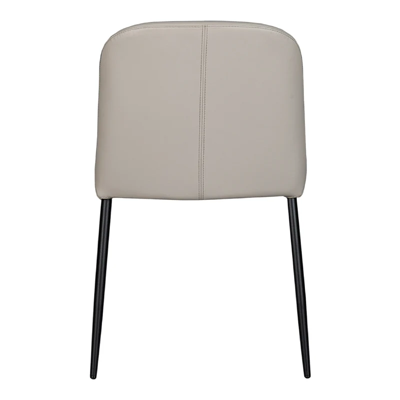 Chaise de salle à manger rembourrée en cuir gris pâle - Julia