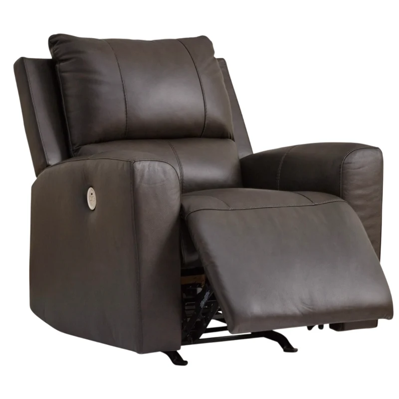Fauteuil berçant et inclinable motorisé en cuir gris foncé - Boxmere