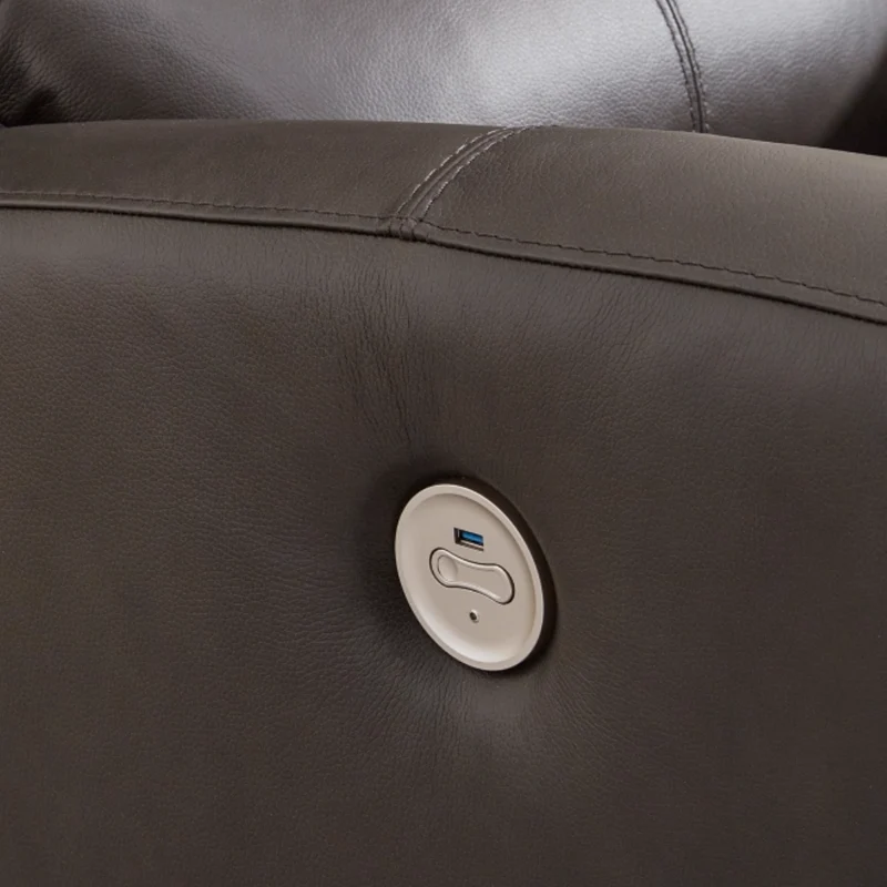 Causeuse inclinable motorisée en cuir gris foncé avec console - Boxmere