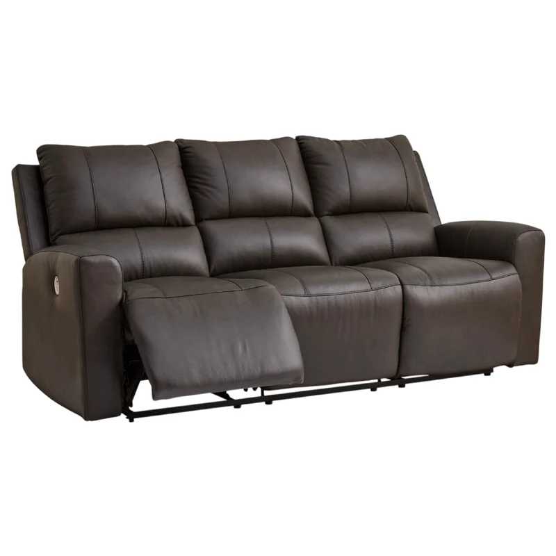 Sofa inclinable motorisé en cuir gris foncé - Boxmere