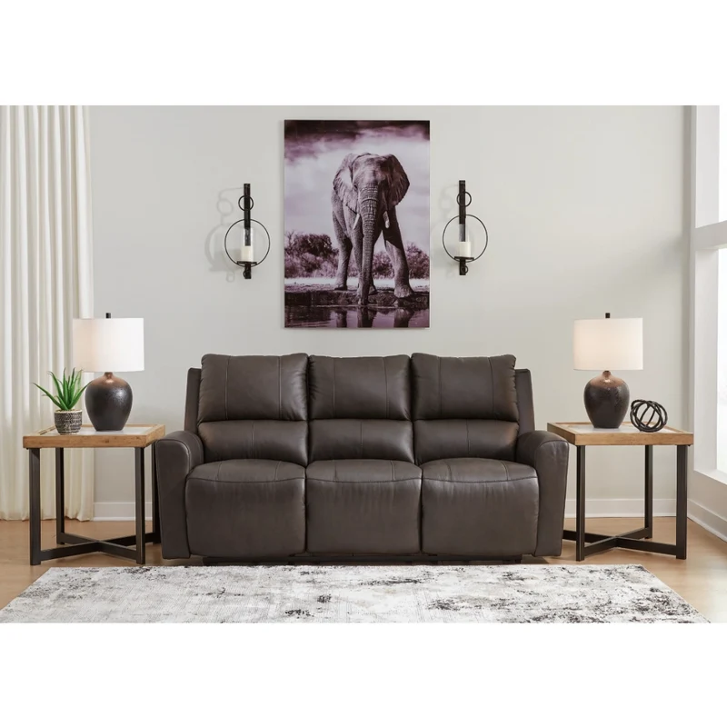 Sofa inclinable motorisé en cuir gris foncé - Boxmere