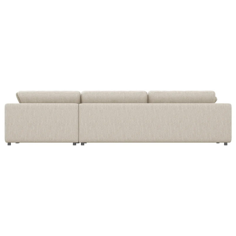 Sectionnel 3 pièces en tissu beige avec chaise longue & 3 coussins - Joelle2