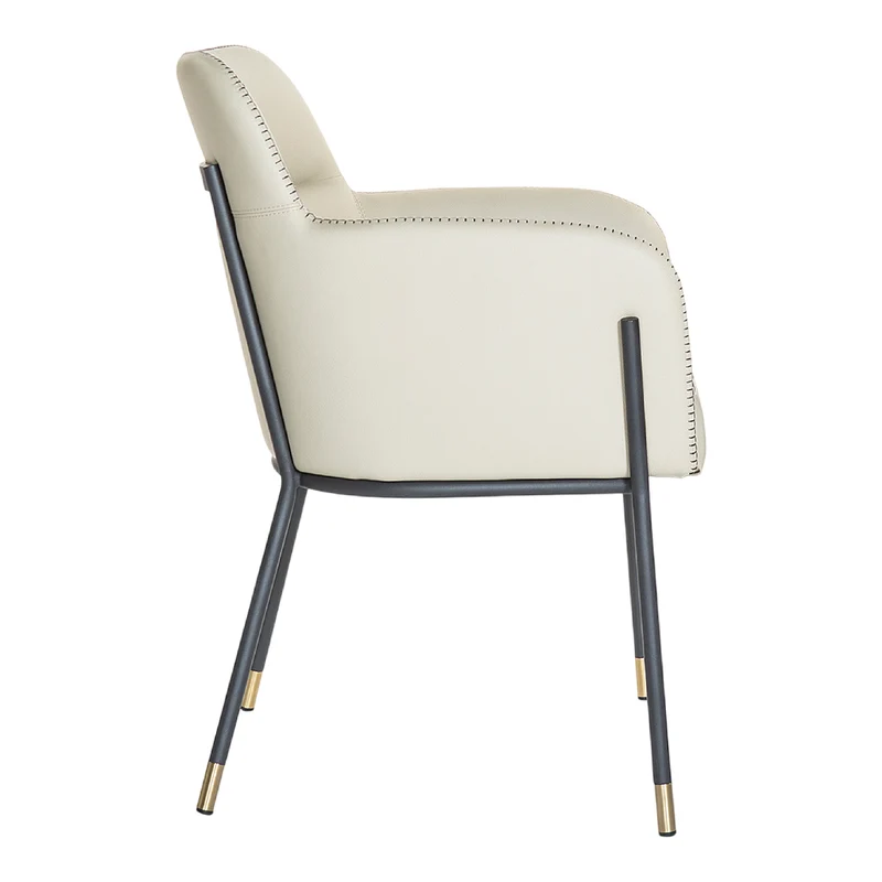 Chaise de salle à manger rembourrée aspect cuir et métal noir - Teresa