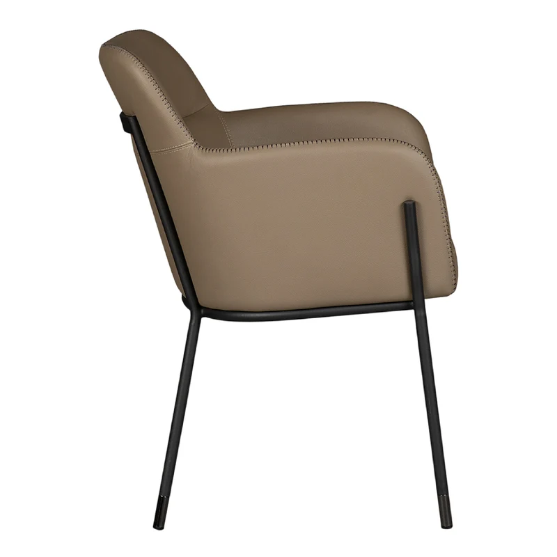Chaise de salle à manger rembourrée aspect cuir et métal noir - Teresa