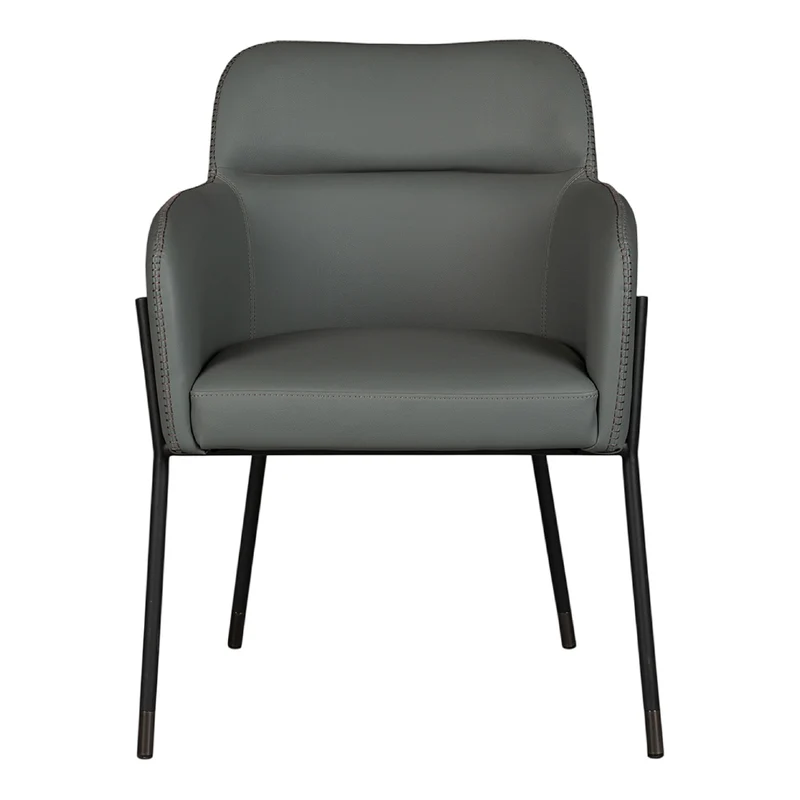 Chaise de salle à manger rembourrée aspect cuir et métal noir - Teresa