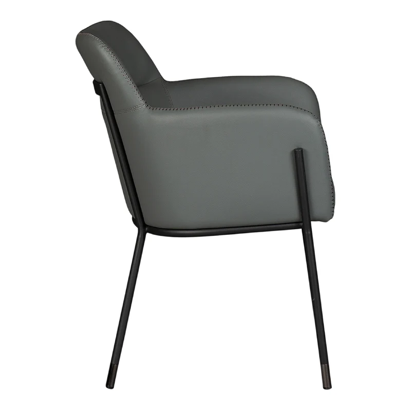 Chaise de salle à manger rembourrée aspect cuir et métal noir - Teresa