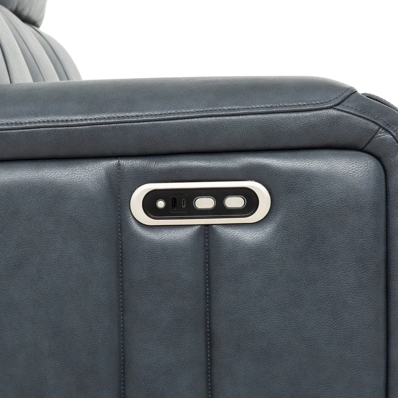 Fauteuil inclinable motorisé en cuir bleu - Cavron