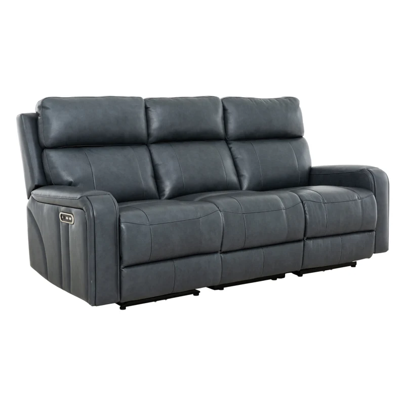 Sofa inclinable motorisé en cuir bleu - Cavron