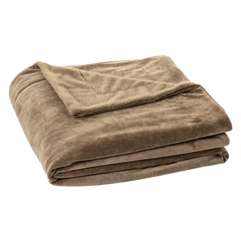 Jeté 50 x 60 po en fausse fourrure taupe - Polux