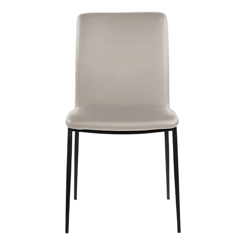 Chaise de salle à manger rembourrée en cuir et métal noir - Lana