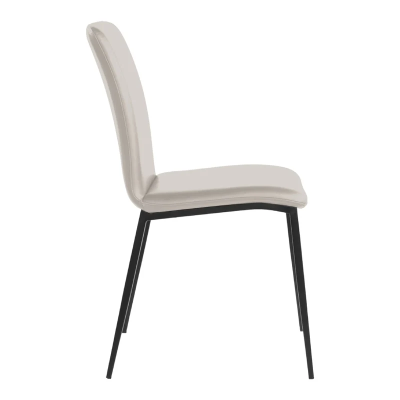 Chaise de salle à manger rembourrée en cuir et métal noir - Lana
