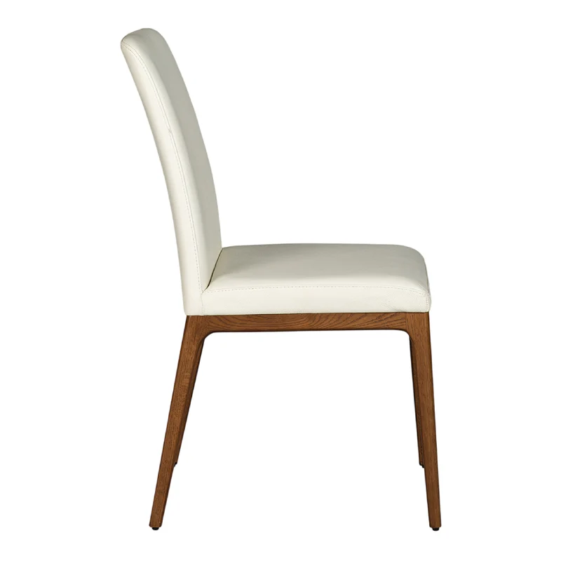 Chaise de salle à manger rembourrée en cuir et bois de chêne teint noyer - Lucia