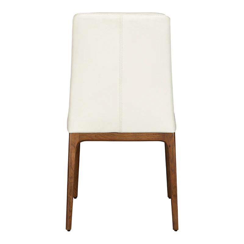 Chaise de salle à manger rembourrée en cuir et bois de chêne teint noyer - Lucia