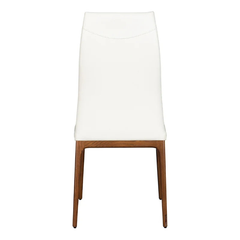Chaise de salle à manger rembourrée en cuir et bois de chêne teinte noyer - Amy
