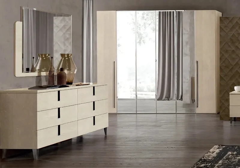 Chambre complète laqué sable MYLA