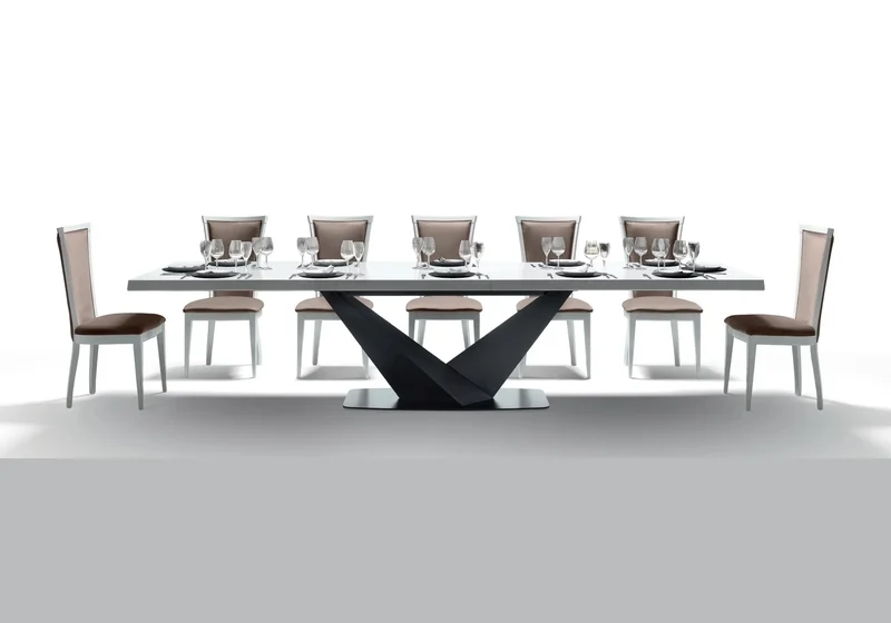 Table et chaises blanc laqué PURA