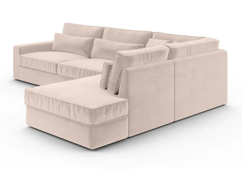 Canapé angle velours beige - Ena