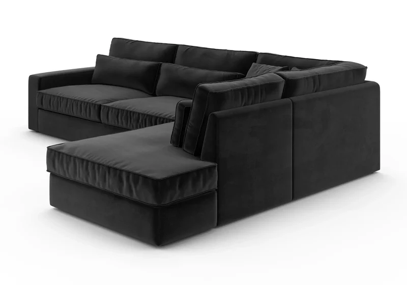 Canapé angle velours anthracite - Ena