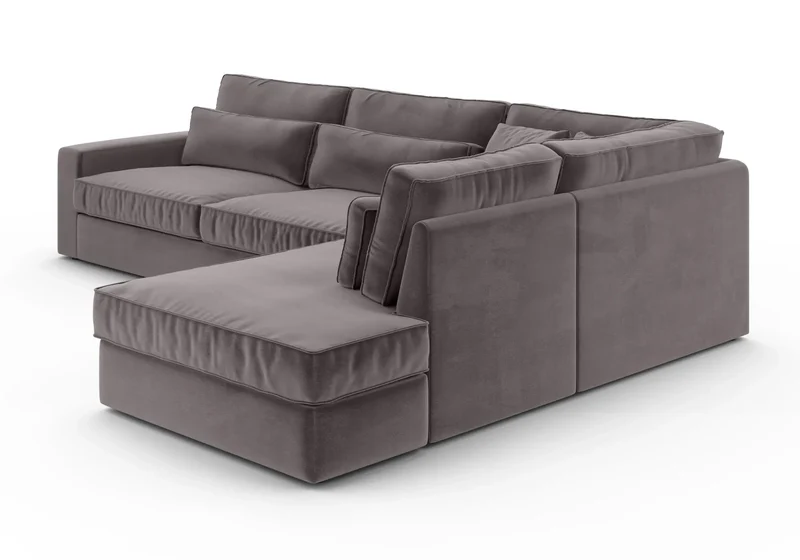 Canapé angle velours gris - Ena