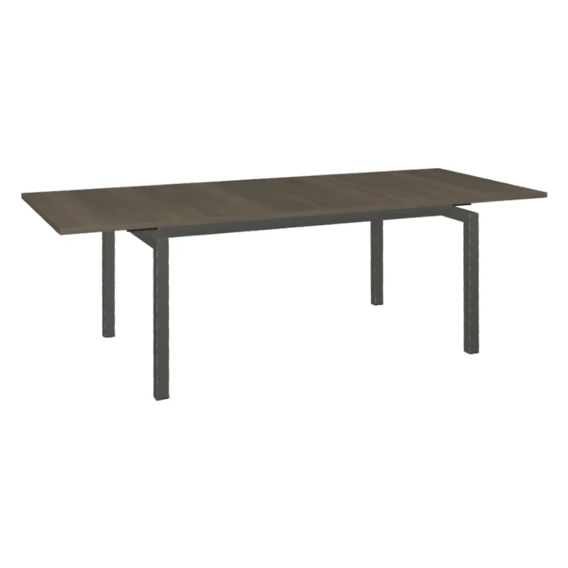 Table de salle à manger extensible en bois/placage de merisier gris mat - Zoom