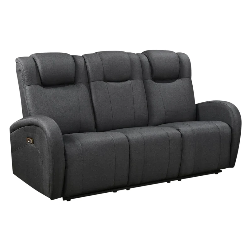 Sofa inclinable motorisé en tissu et en cuir avec table centrale rabattable et chargeur sans fil - Marseille