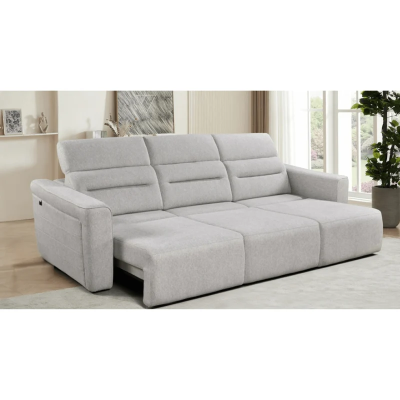 Sofa modulaire 3 pièces inclinable motorisé en tissu gris - Ibiza