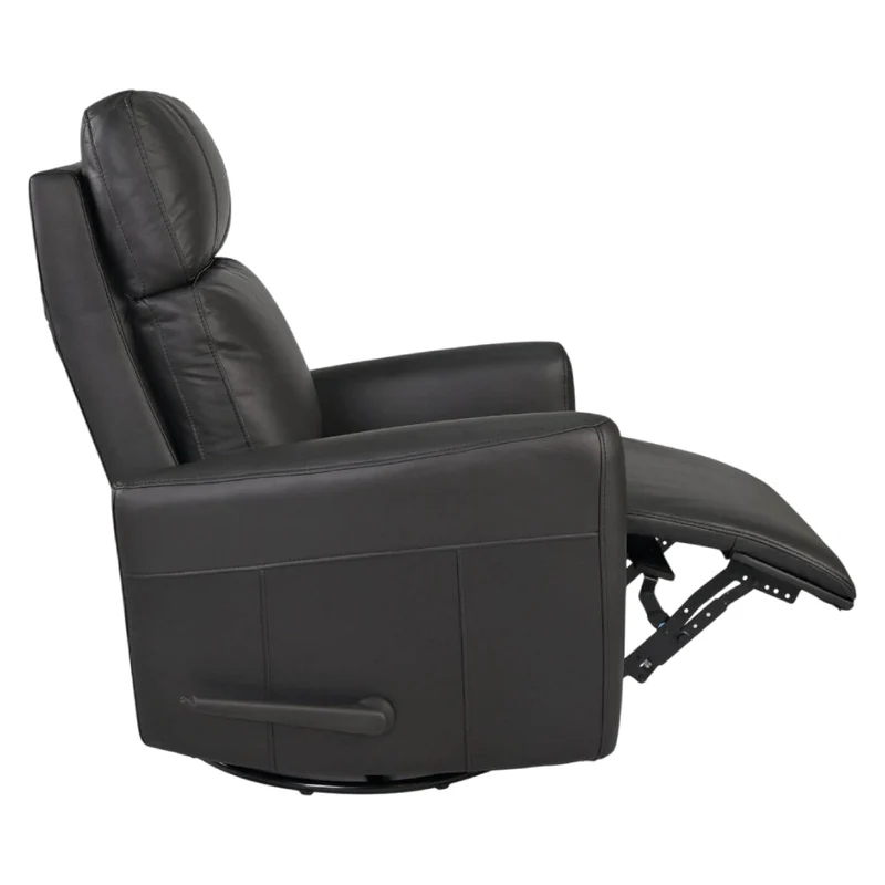 Fauteuil berçant, pivotant et inclinable en aspect cuir noir - Prague