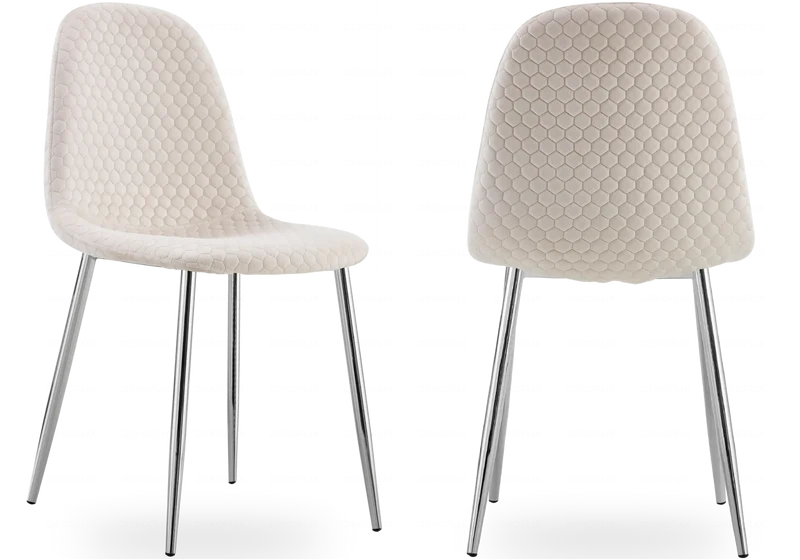Chaises scandinaves en velours alvéolé beige - Alma x6