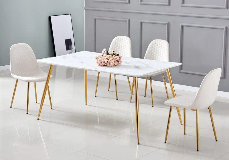 Chaises scandinaves en velours alvéolé beige - Alma x6
