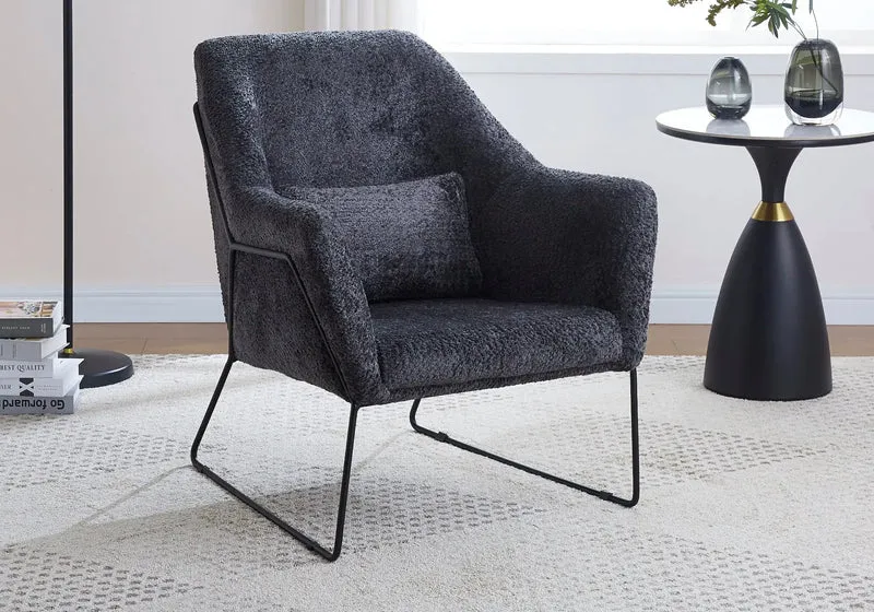Fauteuil noir velours taupe - Fitia
