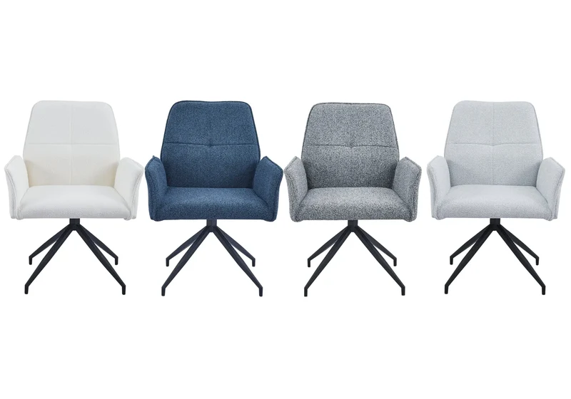 Fauteuils de table en tweed noir pivotants - Maty x2