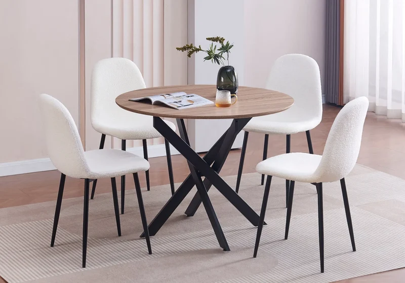 Table ronde noire bois chêne - Joy