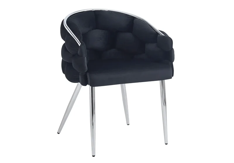 Fauteuil de table velours noir pieds argentés - Cloud x2