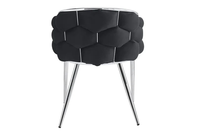 Fauteuil de table velours noir pieds argentés - Cloud x2