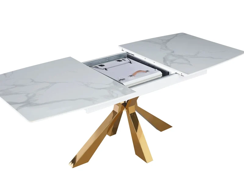 Table extensible céramique dorée marbre gris - Urso
