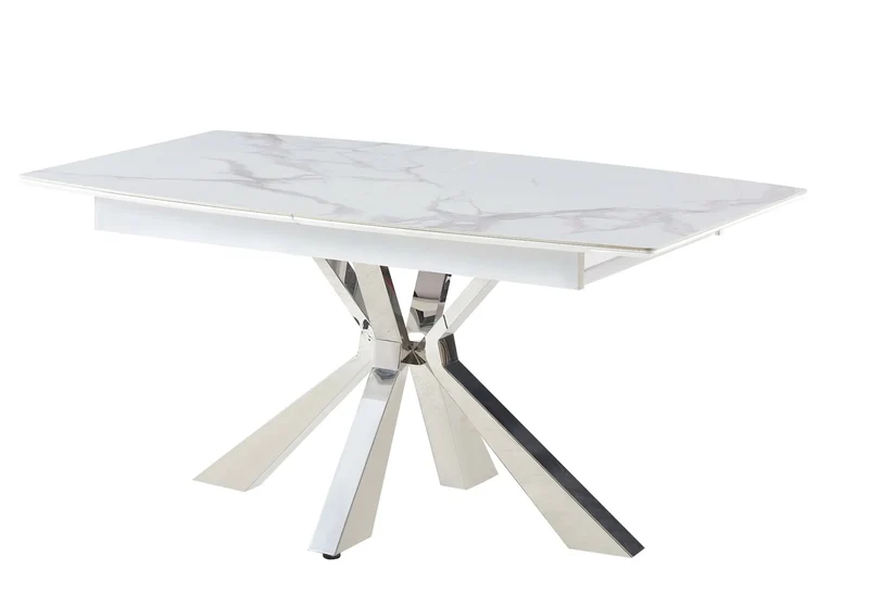 Table extensible céramique chromé marbre gris - Urso