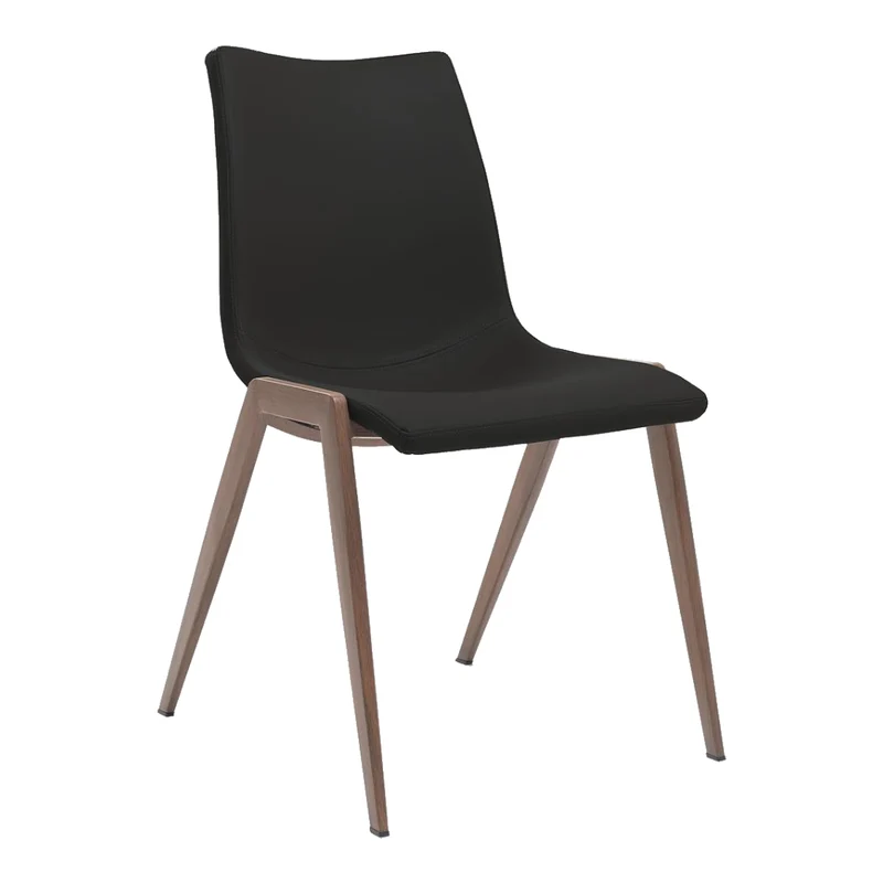 Chaise de salle à manger rembourrée en cuir noir - Kool